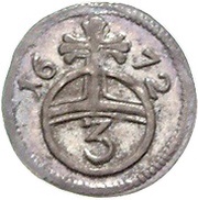 1 Dreier, Germany, 1672 reverse image