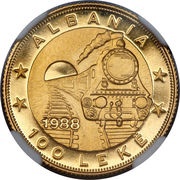 100 Lekë Albanian Railroads, Albania, 1988 reverse image