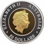 50 Dollars - Elizabeth II 4th Portrait - Australian Wedge-Tailed Eagle - Bimetalic obverse image