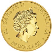 50 Dollars - Elizabeth II 4th Portrait - Kangaroo - Gold Bullion Coin obverse image