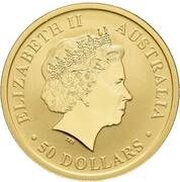 50 Dollars - Elizabeth II 4th Portrait - Kangaroo - Gold Bullion Coin obverse image