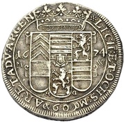1 Gulden - Frederick Casimir, Germany, 1674 reverse image