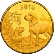 50 Dollars - Elizabeth II 4th Portrait - Year of the Dog - Gold Bullion Coin, Australia, 2018 reverse image