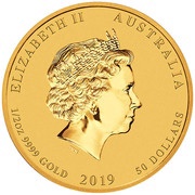 50 Dollars - Elizabeth II 4th Portrait - Year of the Pig - Gold Bullion Coin obverse image