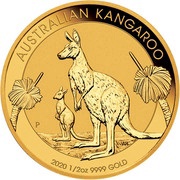 50 Dollars - Elizabeth II 6th Portrait - Kangaroo - Gold Bullion Coin, Australia, 2020 reverse image