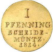 1 Pfenning - George III Gold Pattern, Germany, 1814 reverse image