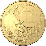50 Dollars - Elizabeth II 6th Portrait - Year of the Ox - Gold Bullion, Australia, 2021 reverse image