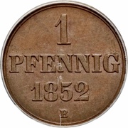 1 Pfennig - George V, Germany, 1852 reverse image