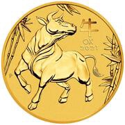 50 Dollars - Elizabeth II 6th Portrait - Year of the Ox - Gold Bullion Coin, Australia, 2021 reverse image