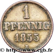1 Pfennig - George V, Germany, 1853-1856 reverse image