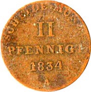 2 Pfennig - William IV, Germany, 1834 reverse image