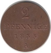 2 Pfennige - William IV, Germany, 1835-1837 reverse image
