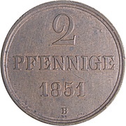 2 Pfennige - Ernest August, Germany, 1845-1851 reverse image