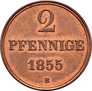 2 Pfennige - George V, Germany, 1852-1856 reverse image