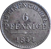 6 Pfennige - Ernest August, Germany, 1843-1846 reverse image