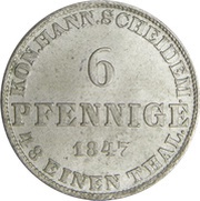 6 Pfennige - Ernest August, Germany, 1846-1851 reverse image