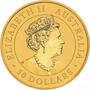 50 Dollars - Elizabeth II 6th Portrait - Kangaroo - Gold Bullion Coin obverse image