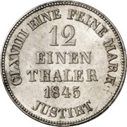 1⁄12 Thaler - Ernest August, Germany, 1841-1847 reverse image