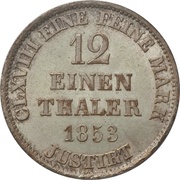 1⁄12 Thaler - George V, Germany, 1852-1853 reverse image