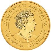 50 Dollars - Elizabeth II Posthumous; 6th Portrait - Year of the Rabbit - Gold Bullion obverse image