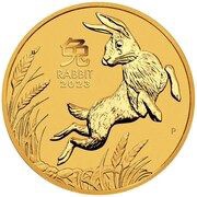 50 Dollars - Elizabeth II Posthumous; 6th Portrait - Year of the Rabbit - Gold Bullion, Australia, 2023 reverse image