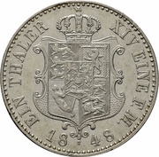 1 Thaler - Ernest August, Germany, 1842-1849 reverse image