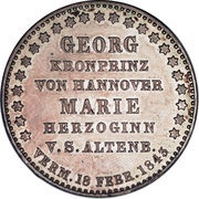 1 Thaler - Ernest August Wedding, Germany, 1843 reverse image