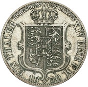1 Thaler - Ernest August Harz-Ausbeute, Germany, 1849-1851 reverse image