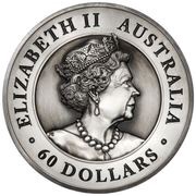 60 Dollars - Elizabeth II 6th Portrait - Australian Kangaroo - Silver Antiqued obverse image