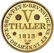 5 Thalers - George III, Germany, 1813-1815 reverse image