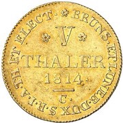 5 Thalers - George III Harz - Mining Taler, Germany, 1814 reverse image