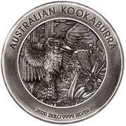 60 Dollars - Elizabeth II 6th Portrait - Kookaburra - Silver Antiqued, Australia, 2020 reverse image