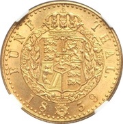 5 Thalers - Ernest August, Germany, 1839 reverse image