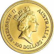 100 Dollars - Elizabeth II 3rd Portrait - Australian Nugget - Gold Bullion Coin obverse image