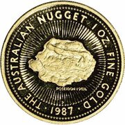 100 Dollars - Elizabeth II 4th Portrait - Australian Nugget - Gold Bullion Coin, Australia, 1987 reverse image