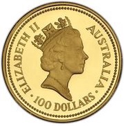 100 Dollars - Elizabeth II 3rd Portrait - Australian Nugget - Gold Bullion Coin obverse image