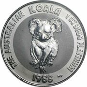 100 Dollars - Elizabeth II 3rd Portrait - Koala - Platinum, Australia, 1988-1989 reverse image