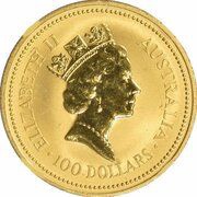 100 Dollars - Elizabeth II 3rd Portrait - Australian Nugget - Gold Bullion Coin obverse image