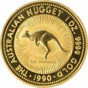 100 Dollars - Elizabeth II 3rd Portrait - Australian Nugget - Gold Bullion Coin, Australia, 1989-1990 reverse image