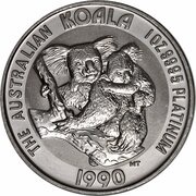 100 Dollars - Elizabeth II 3rd Portrait - Koala - Platinum, Australia, 1989-1990 reverse image