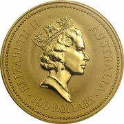 100 Dollars - Elizabeth II 3rd Portrait - Grey Kangaroo - Gold Proof obverse image