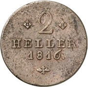 2 Heller - William I, Germany, 1816-1820 reverse image