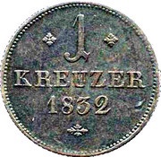 1 Kreuzer - William II and Frederick William, Germany, 1832-1835 reverse image