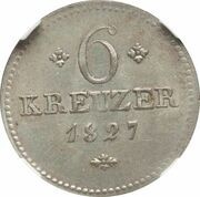 6 Kreuzers - William II, Germany, 1826-1828 reverse image