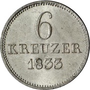 6 Kreuzers - William II and Frederick William, Germany, 1831-1834 reverse image