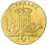 5 Thalers - William I Pistole, Germany, 1803-1805 reverse image