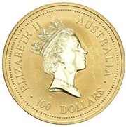 100 Dollars - Elizabeth II 3rd Portrait - Australian Nugget - Gold Bullion Coin obverse image