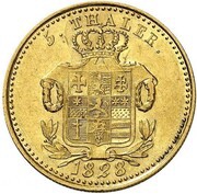 5 Thalers - William II, Germany, 1823-1829 reverse image