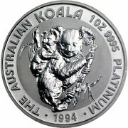 100 Dollars - Elizabeth II 3rd Portrait - Koala - Platinum, Australia, 1993-1994 reverse image