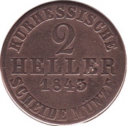 2 Heller - William II / Frederick William, Germany, 1843 reverse image